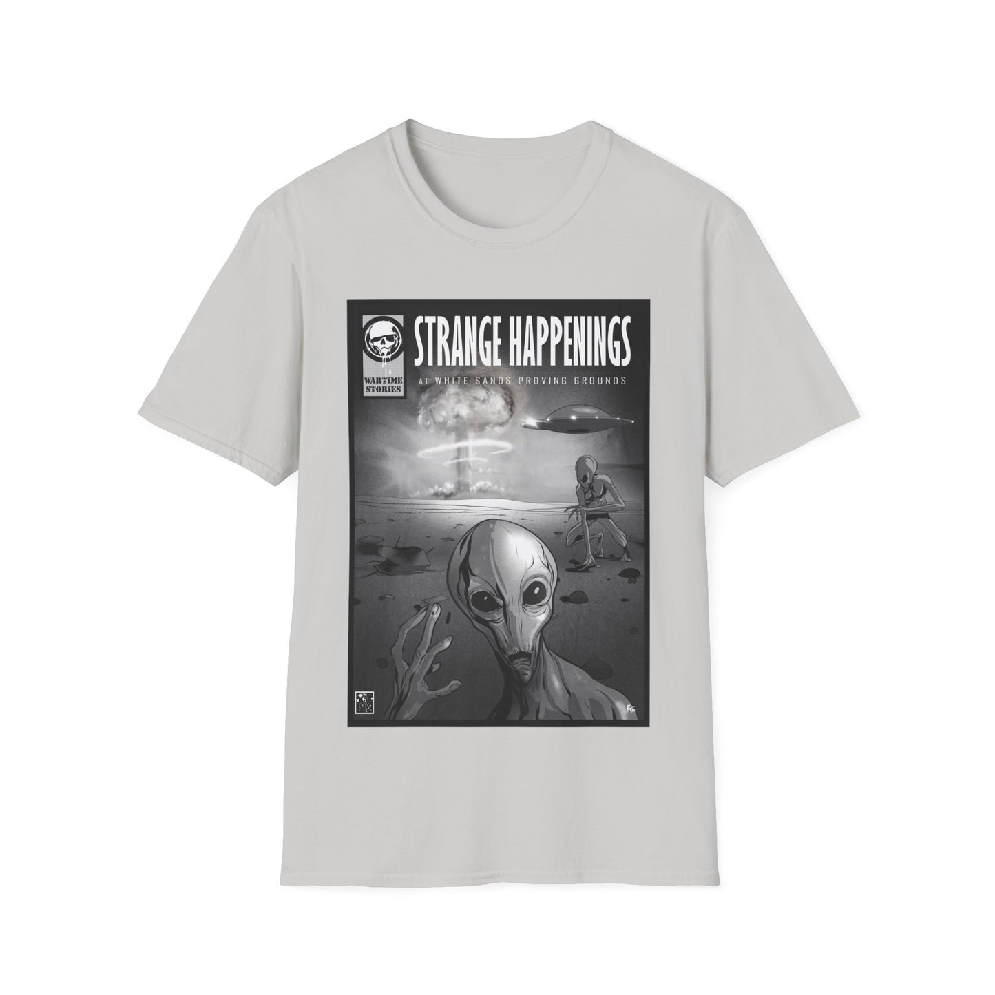 T-Shirt - White Sands Proving Grounds - UFOs & Nuclear Bombs (Comic Book Style)