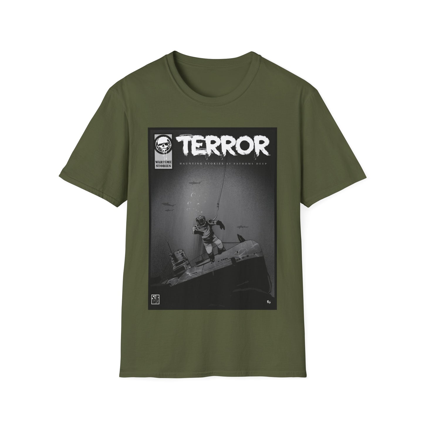 T-Shirt - Terror in the Deep - WWII Sunken Sub (Comic Book Style)