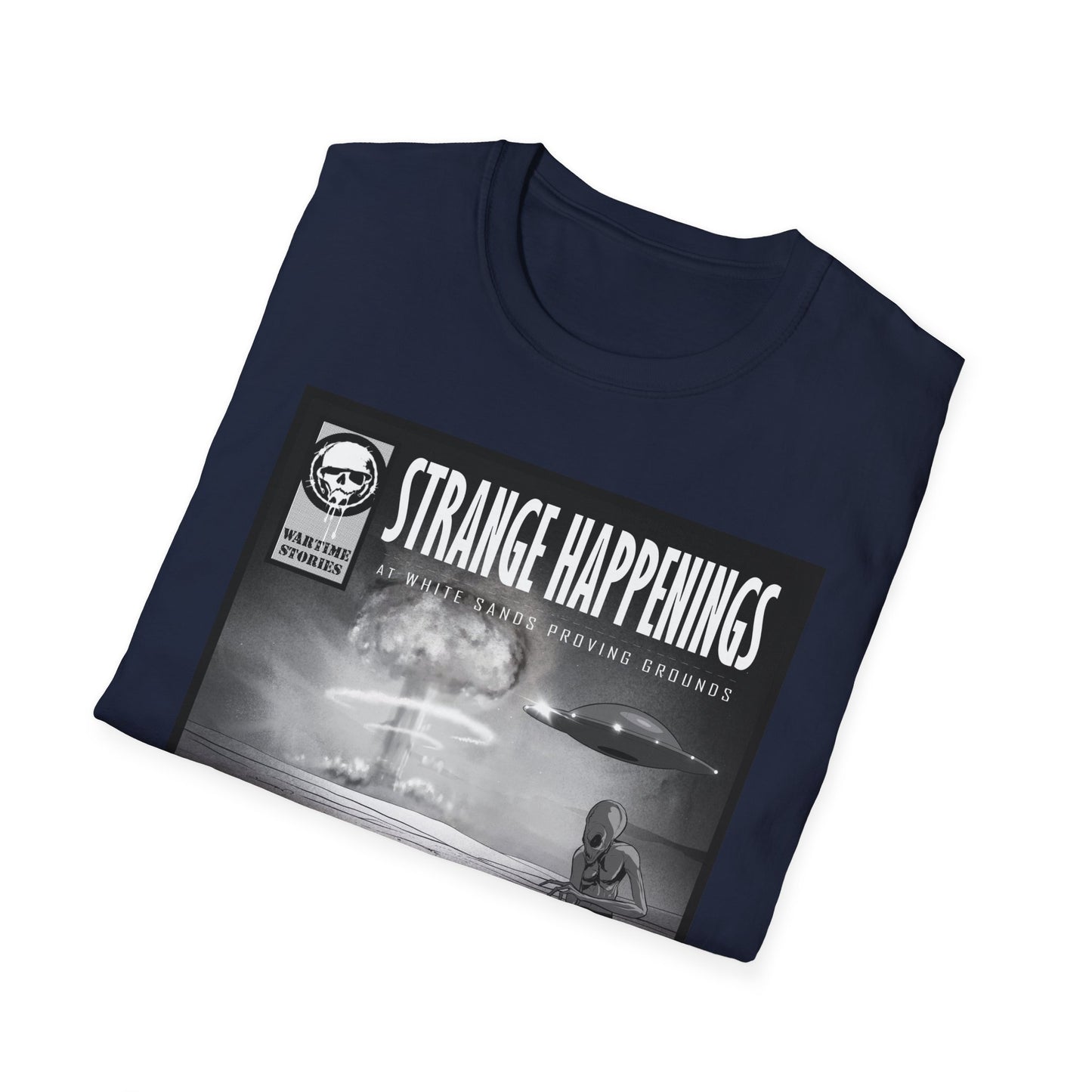 T-Shirt - White Sands Proving Grounds - UFOs & Nuclear Bombs (Comic Book Style)