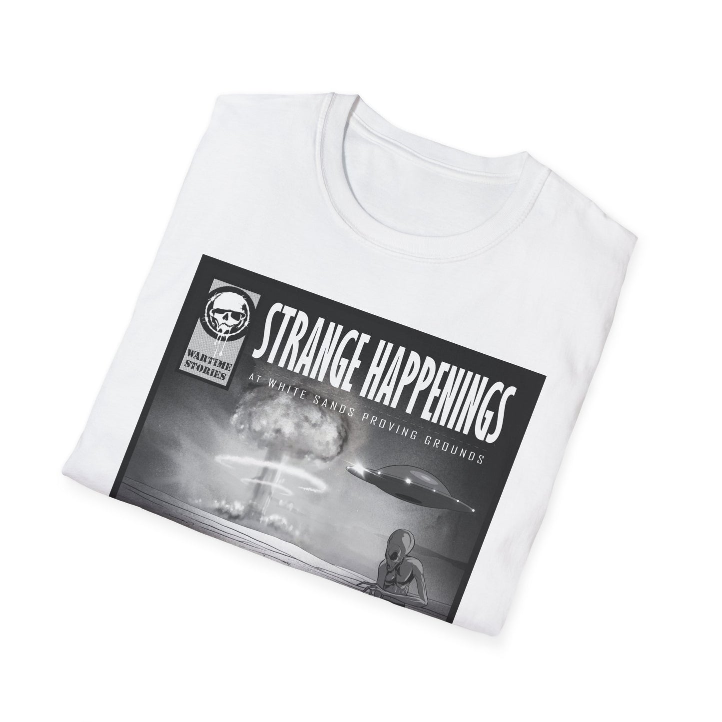 T-Shirt - White Sands Proving Grounds - UFOs & Nuclear Bombs (Comic Book Style)